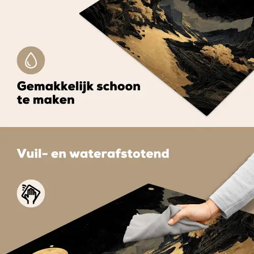 Gouden rivier - Bergen - Maan - Sterrenhemel Inductie beschemer met haakjes middel -ky-schoon-nl