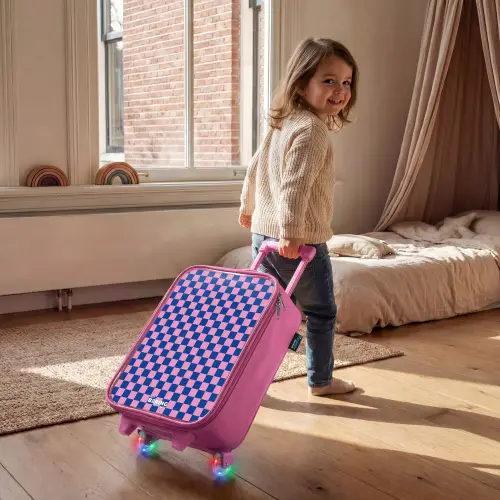 Blokjes - Blauw - Roze Kinderkoffer - Roze klein -sfeer1