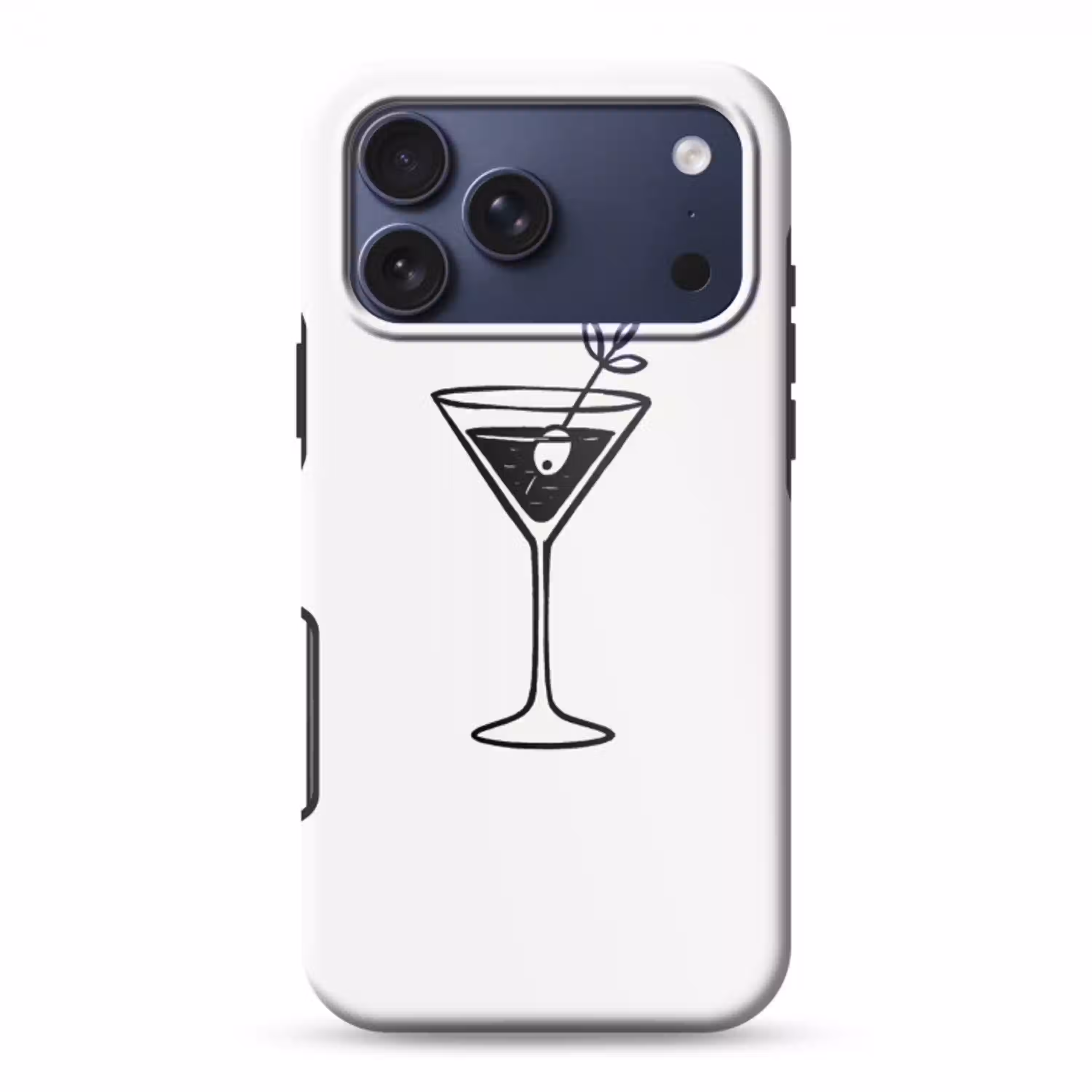 Cocktail - Glas - Olijf - Minimalistisch Toughcase MagSafe Apple iPhone 17 Pro Max klein -3d