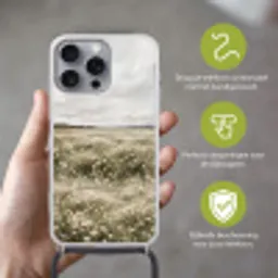 Illustratie - Landschap - Wit Hoesje iPhone 16 Pro Max met koord klein -sfeer2_NL
