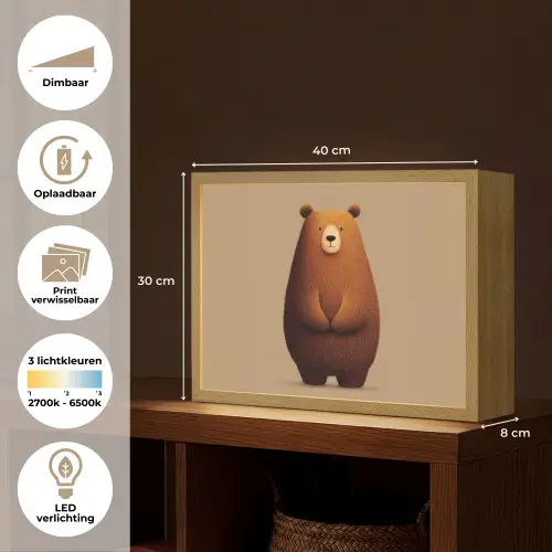 Beer - Minimalistisch - Bruin Light Box met batterij (Wandlamp kind) middel -USP_websiteoverzichtNL