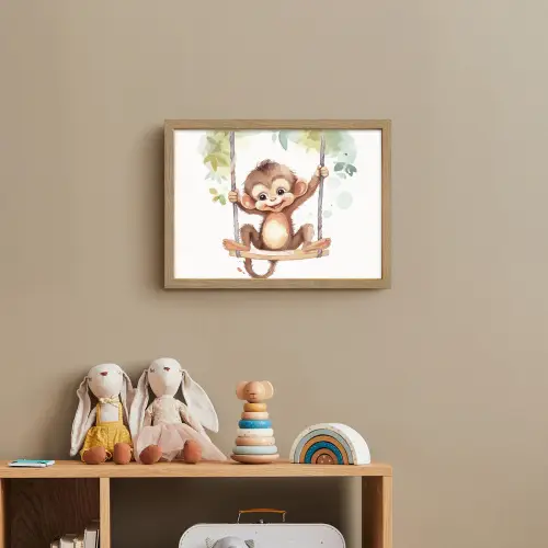 Aap - Dier - Kinderen - Jungle Light Box met batterij (Wandlamp kind) middel -sfeer2_kind