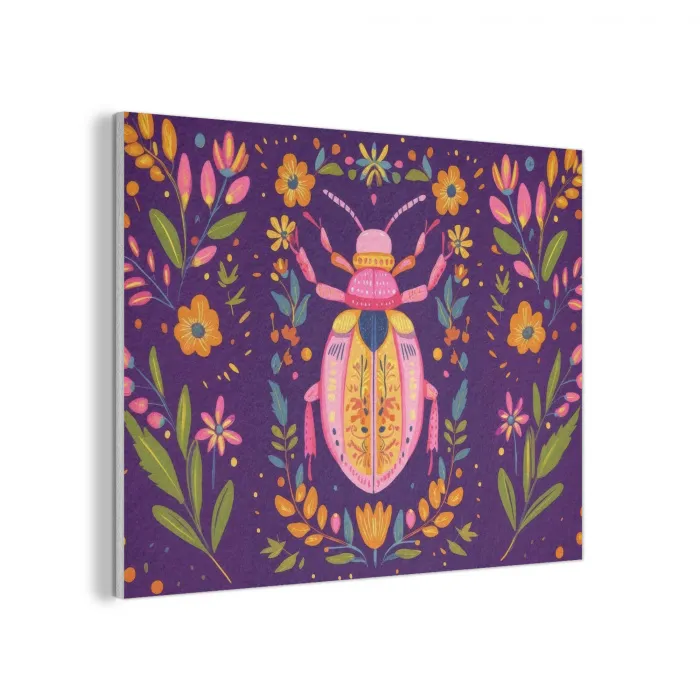 Kever - Felgekleurd - Bloemen - Bladeren PET vilt klein -3d