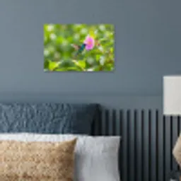 Kolibrie - Bloem - Natuur - Groen poster papier klein -sfeer2