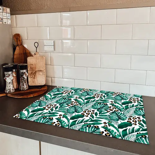 Panterprint - Bladeren - Jungle Inductie beschermer vinyl 3mm klein -sfeer3