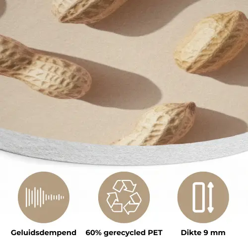 Pinda's - Patroon - Beige Akoestische PET Vilt - Rond klein -closeup_NL