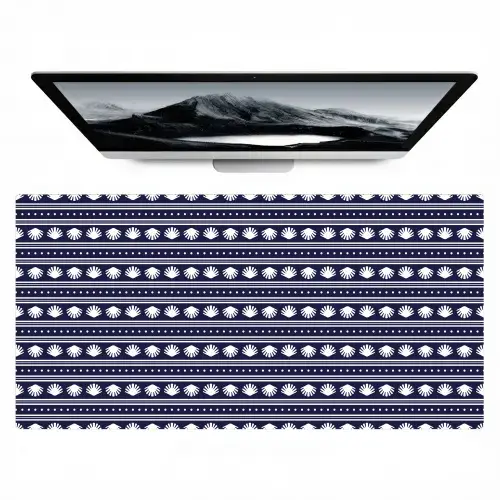 Schelp - Nautisch - Blauw - Wit Muismat XXL klein 681 -zzz3d