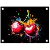 Kersen - Fruit - Graffiti - Verf - Abstract - Modern - Kleurrijk tuinposter los doek klein -3d