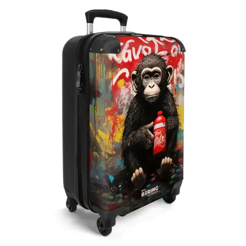 Chimpansee voor graffiti muur NBS - Handbagage koffer - Unisex middel -productfoto_3d