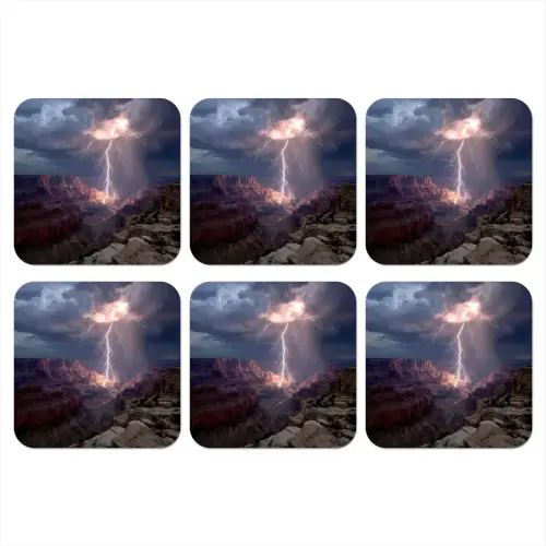 Bliksem - Wolken - Canyon onderzetter kurk middel -3d