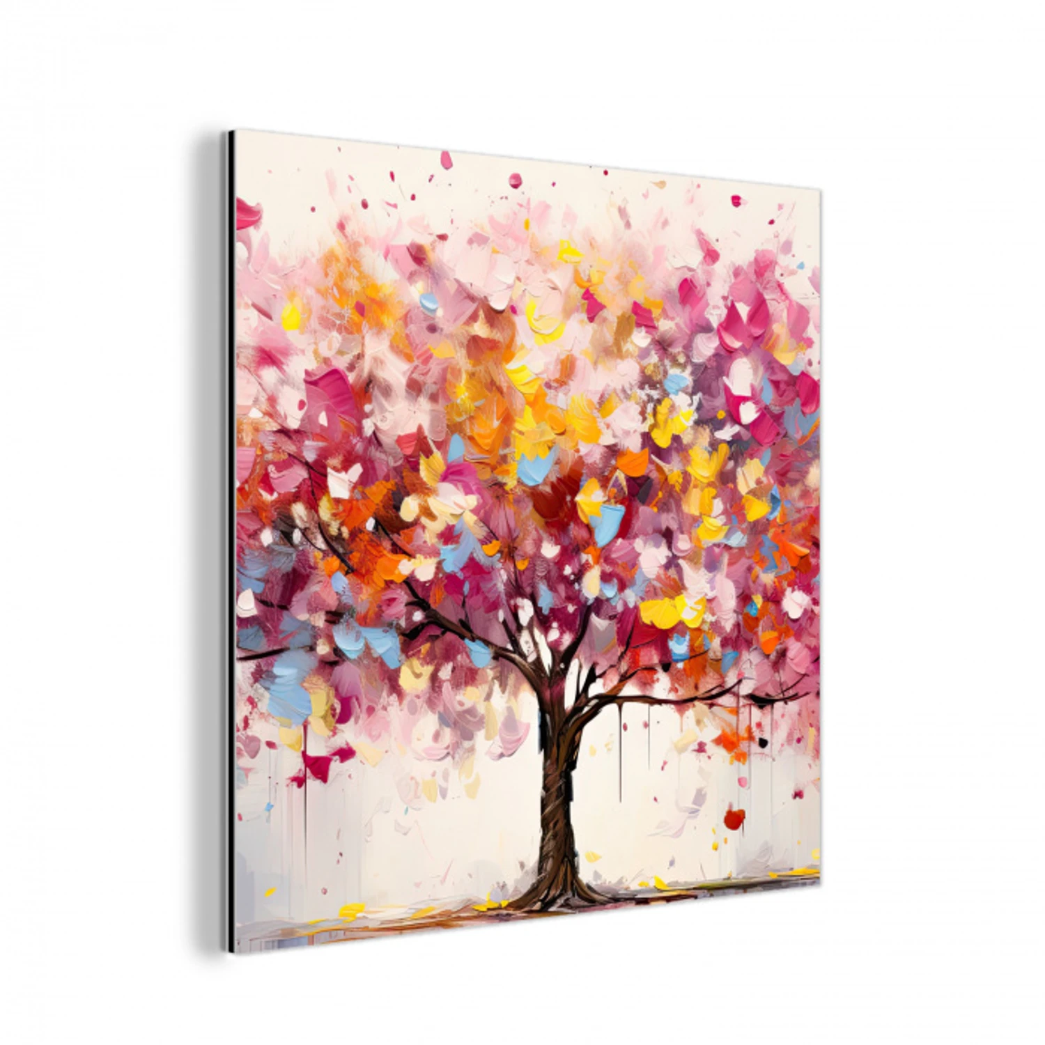 Aquarel - Boom - Kunst - Abstract aluminium wit klein -3d