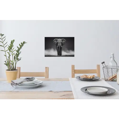 Olifant - Zwart - Wit - Rook Muursticker klein -eettafel