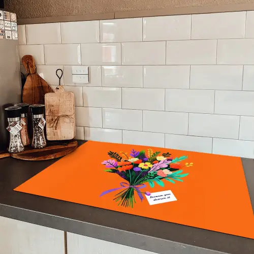 Kaartje - Boeket - Bloemen Inductie beschermer vinyl 3mm klein -sfeer3
