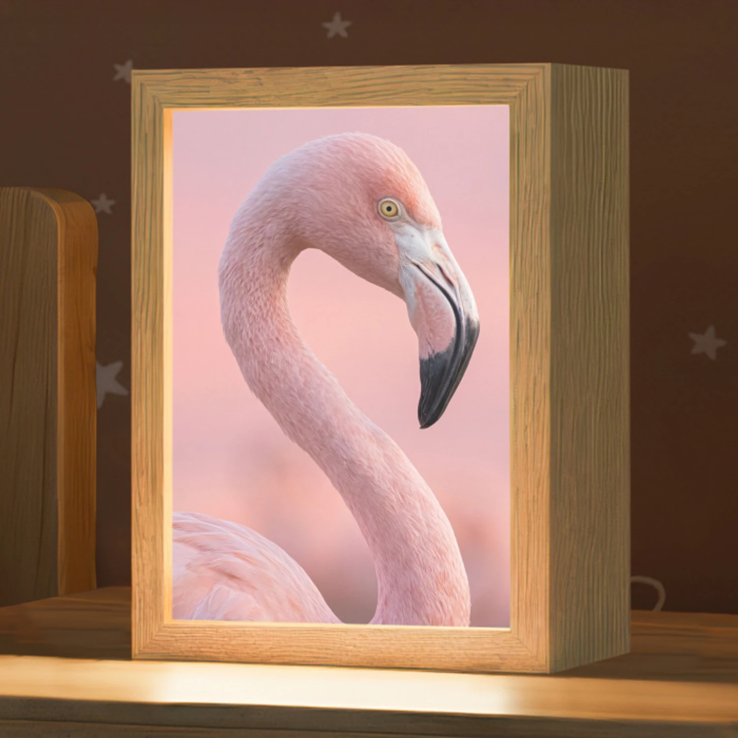 Flamingo - Portret - Roze Light Box met kabel (Kinderlampje) klein -zzz_3d_website