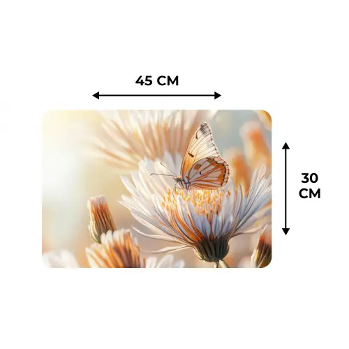 Vlinder - Bloem - Oranje Placemat vinyl groot -specs