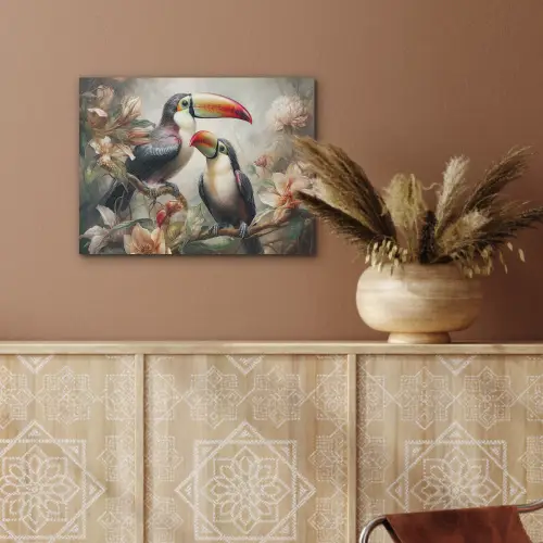 Toekan - Vogels - Bloemen - Jungle PET vilt klein -sfeer4