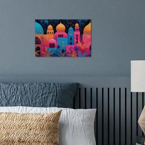 Kleurrijk - Stad - Nacht poster papier klein -sfeer2
