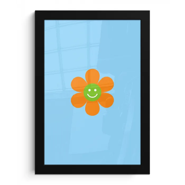 Bloem - Smiley - Kleurrijk fotolijst zwart zonder passe partout klein -3d