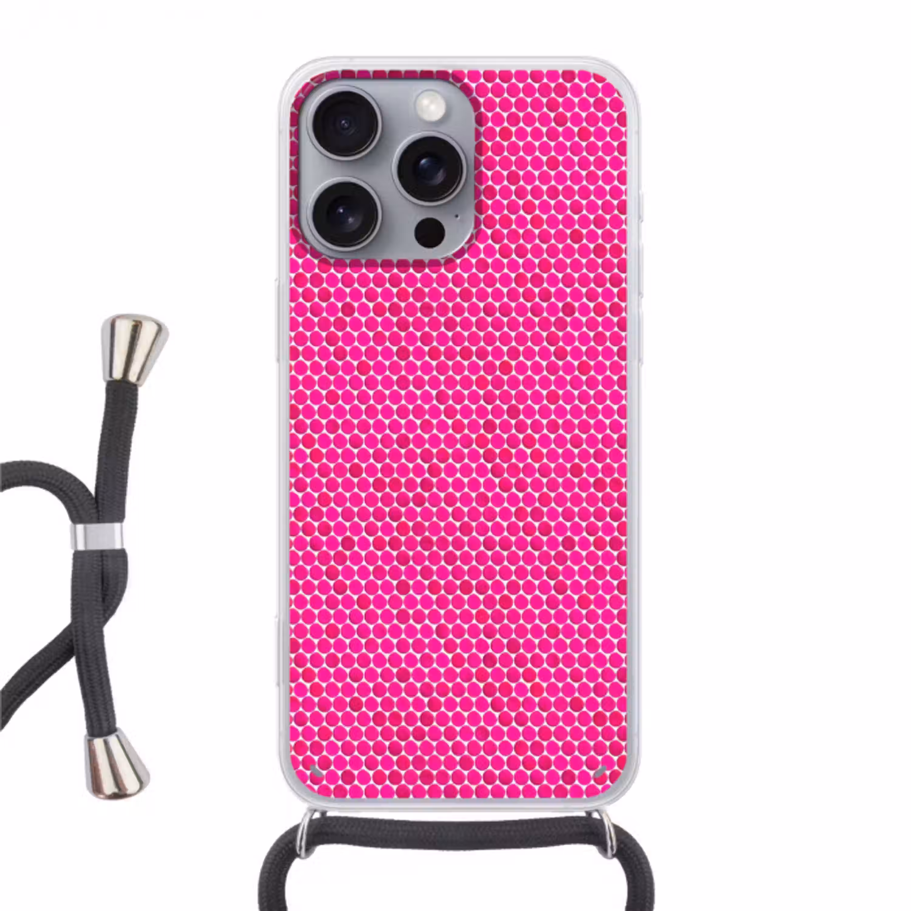 Penny - Mozaïek - Felroze Hoesje iPhone 16 Pro Max met koord klein 804 -3d