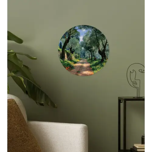 Pad - Bomen - Schaduw - Wandcirkel behangsticker klein -sfeer2