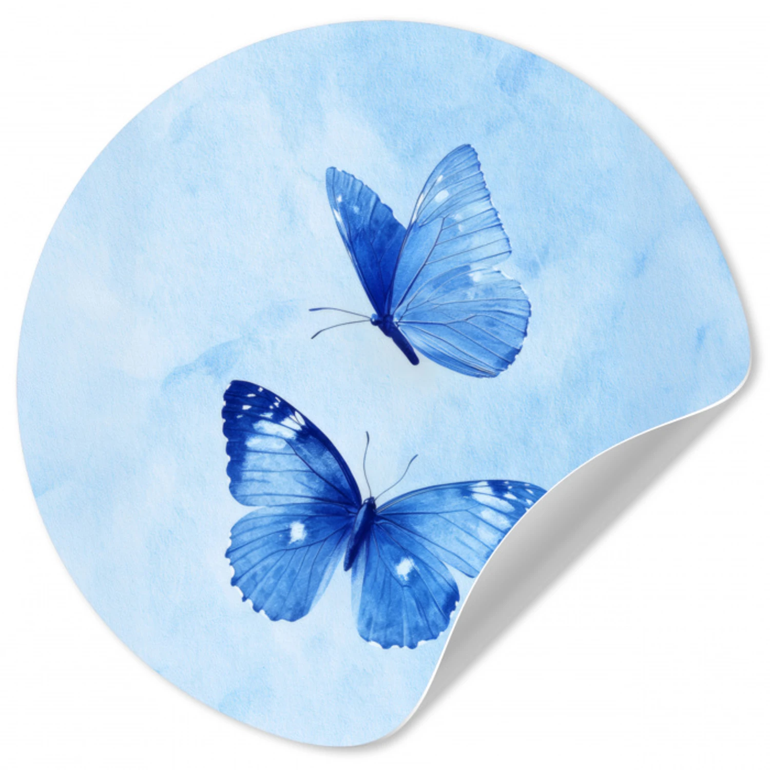 Vlinders - Sierlijk - Blauw Wandcirkel behangsticker klein -3d