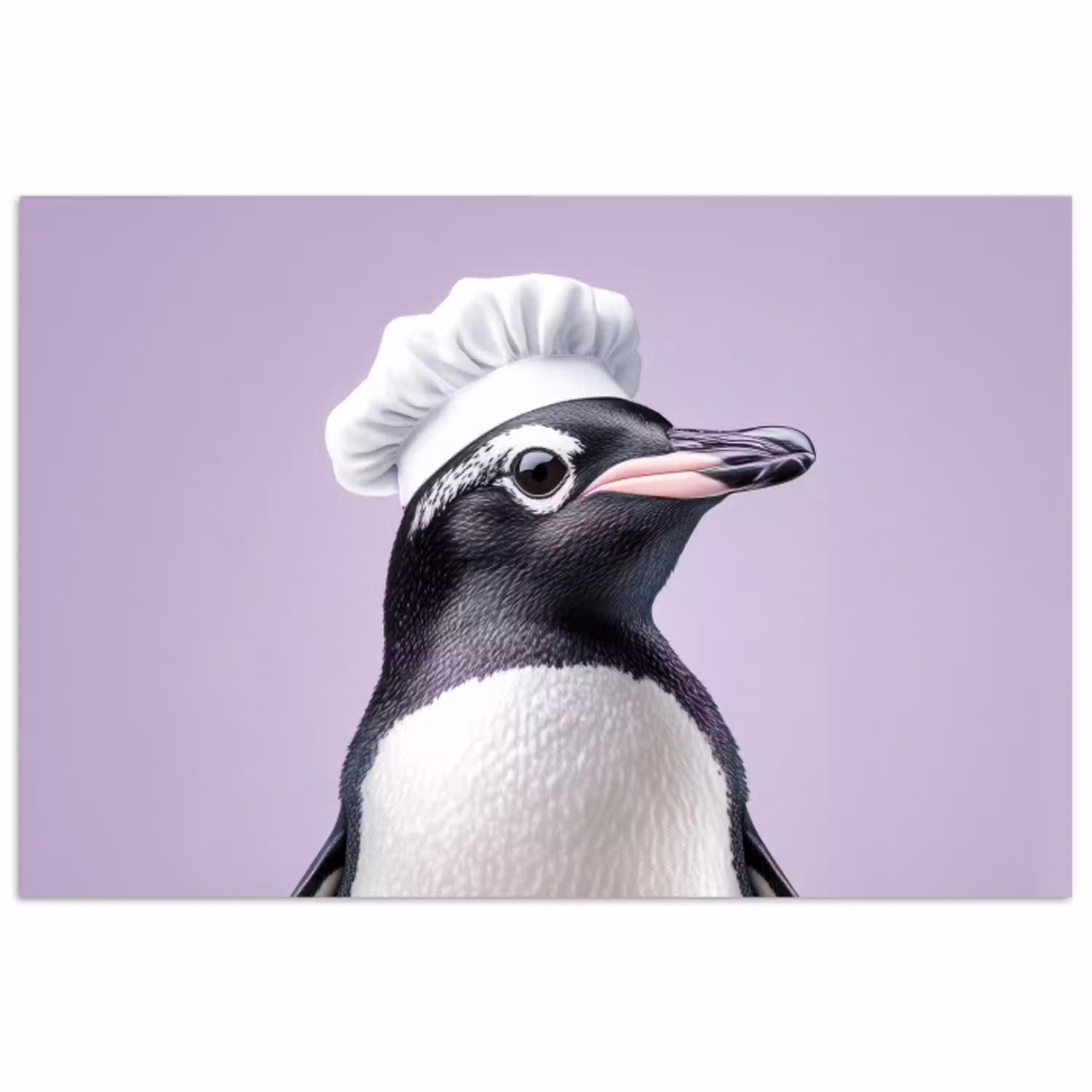 Pinguïn - Koksmuts - Lief - Paars poster papier klein -3d