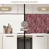 Bladeren - Patroon - Paars keuken achterwand 2 middel 871 -voor-na2_NL