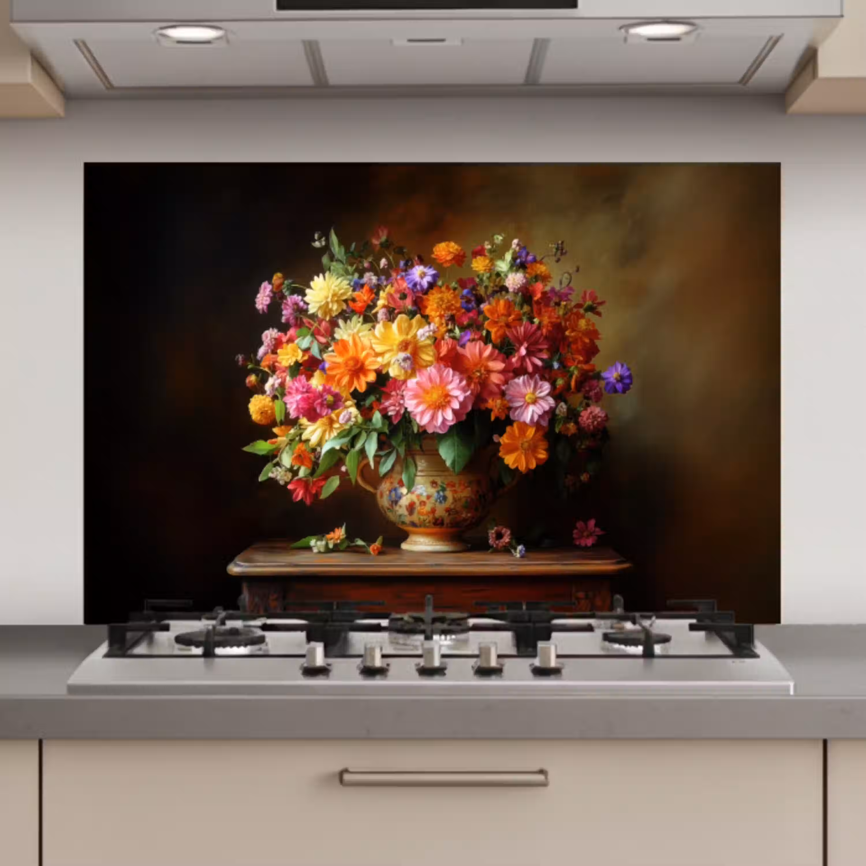 Kleuren - Boeket - Vaas - Hout keuken achterwand spatscherm klein -3d_website