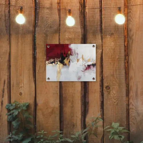 Rood - Marmer - Abstract - Goud - Modern tuinposter los doek klein -sfeer1