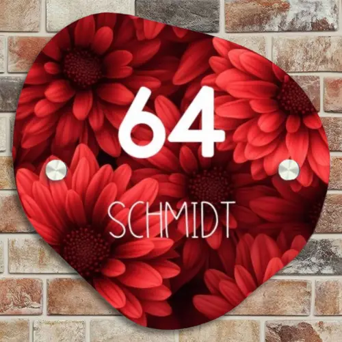 Rode bloemen - Modern Naambord Organisch middel -sfeer10