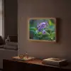 Viooltjes - Paars - Bloem - Bladeren Light Box met batterij (Wandlamp) middel -sfeer1