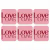 Love - Roze - Spiegeling onderzetter kurk middel -3d