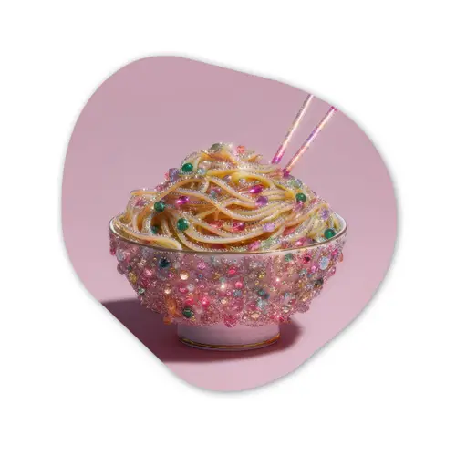 Noodles - Edelstenen - Stokjes - Roze Wandcirkel Organisch Plexiglas middel -3d
