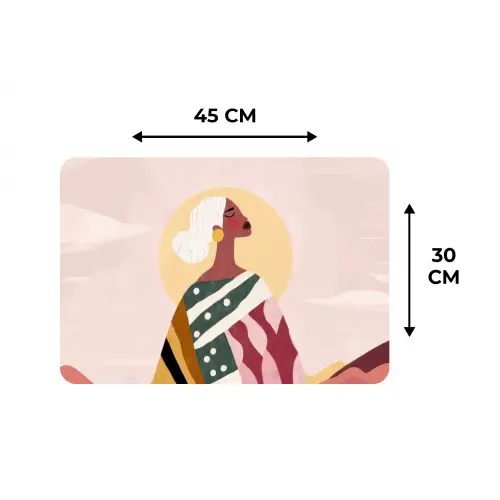 Vrouw - Zon - Kleurrijk Placemat vinyl groot -specs