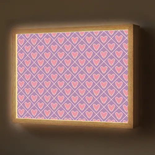 Ruit - Patroon - Paars - Hartjes Light Box met batterij (Wandlamp) middel 907 -z3d_website
