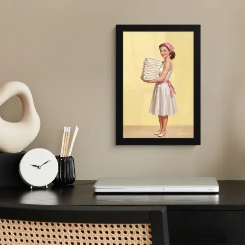 Handdoeken - Vrouw - Jurk - Roze fotolijst zwart zonder passe partout klein -sfeer1