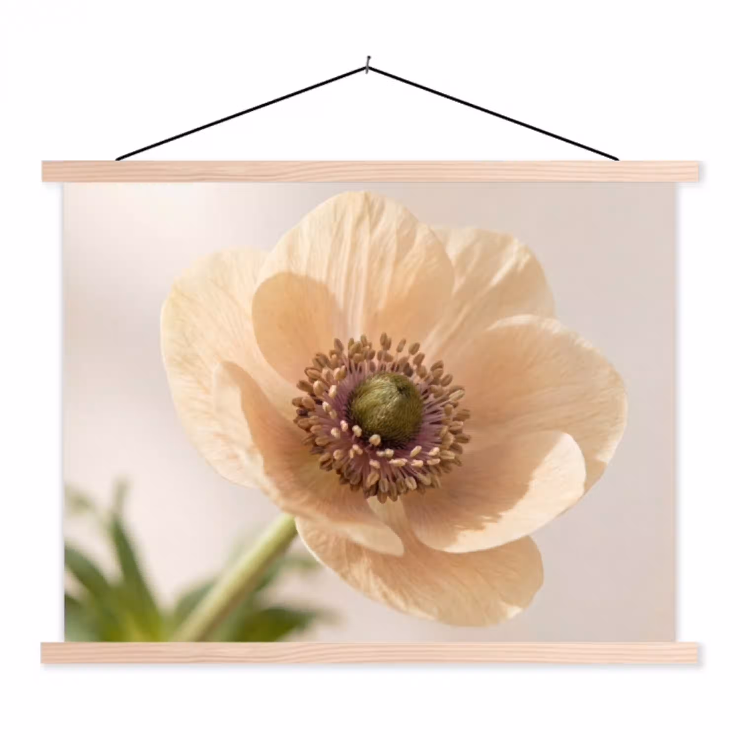 Bloem - Minimalistisch - Groen textielposter latten blank klein -3d
