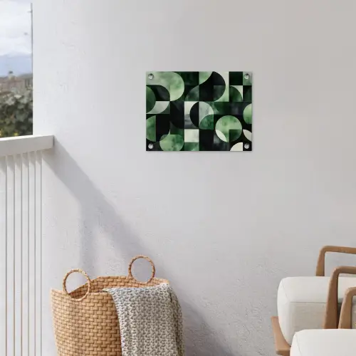 Abstract - Groen - Vormen tuinposter los doek klein -sfeer8