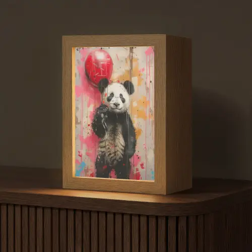 Graffiti - Panda - Ballon - Street art - Dier Light Box met kabel (Tafellamp) klein -z3d_website