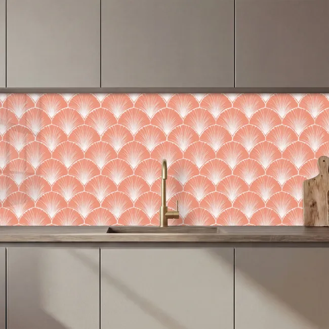 Waaier - Motief - Zalmroze keuken achterwand 2 middel 871 zz_3dshopping