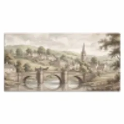 Dorp - Brug - Uitzicht - Groen Muismat XXL klein -3d_leeg