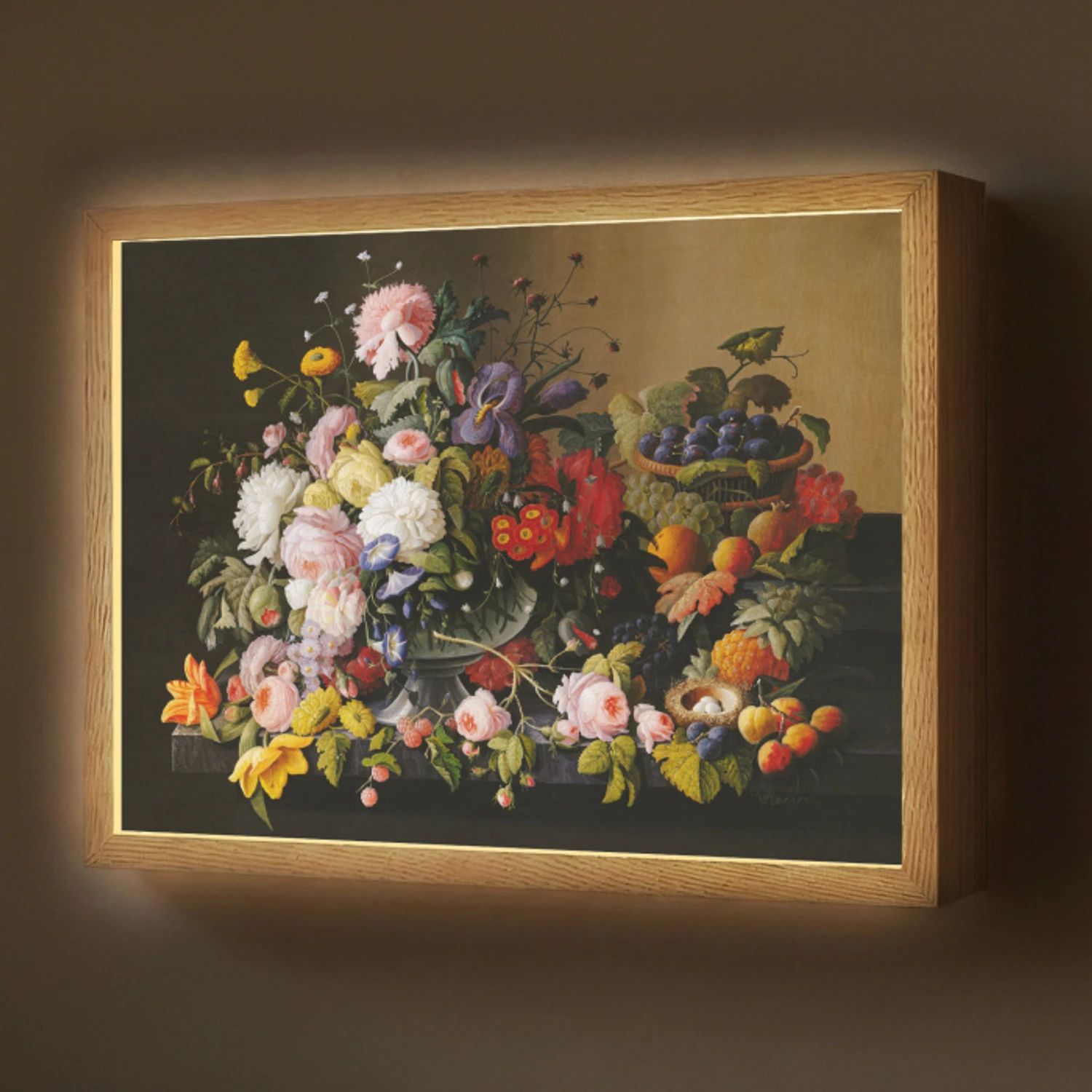 Stilleven met bloemen en fruit - Kunstwerk - Oude meesters Light Box met batterij (Wandlamp) middel -z3d_website