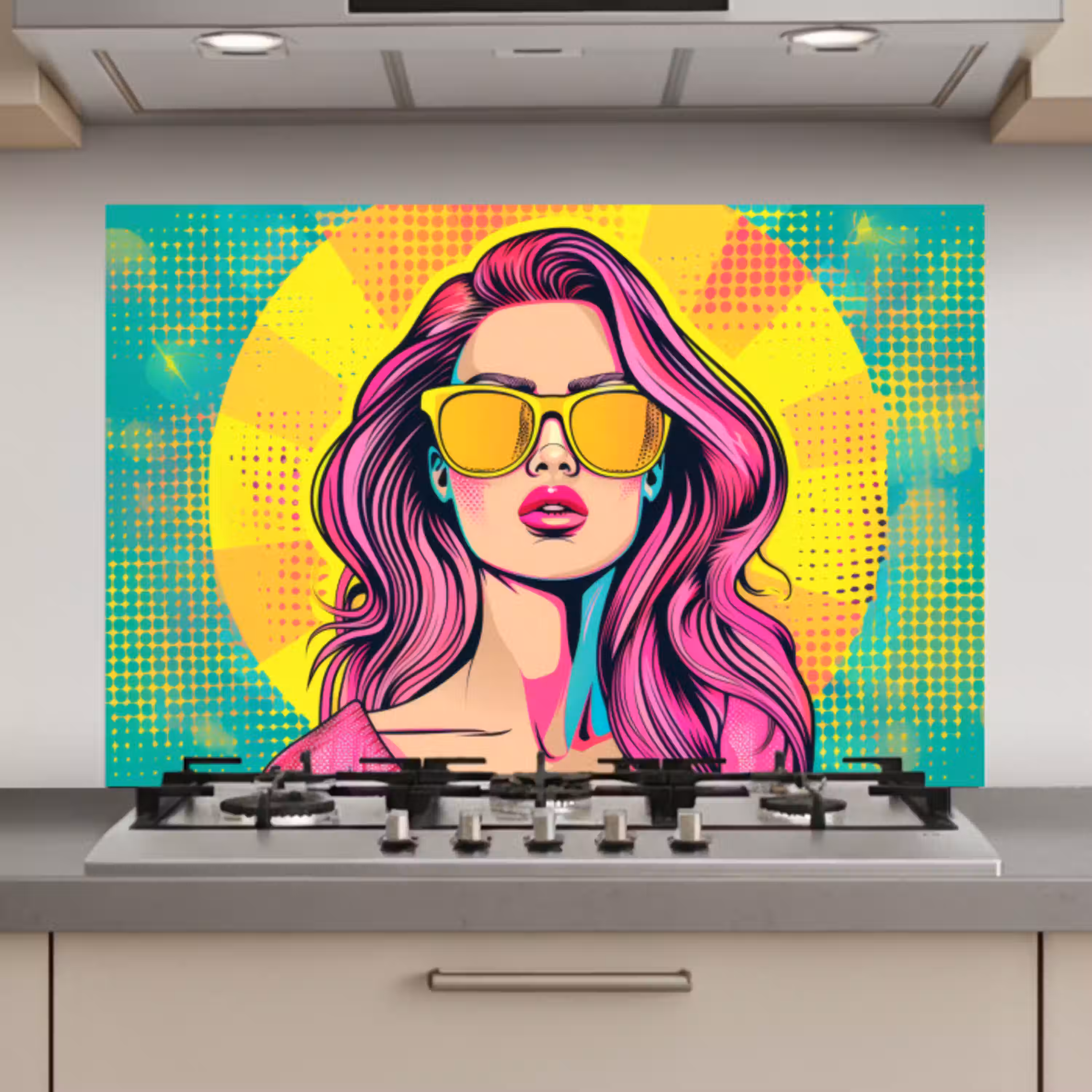 Zonnebril - Vrouw - Zonnig - Geel keuken achterwand spatscherm klein -3d_website