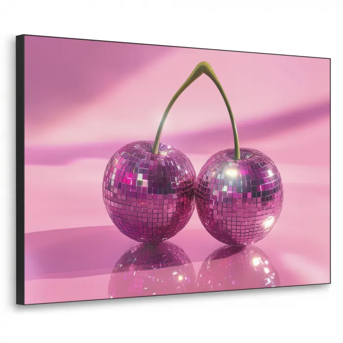 Glitter - Discobol - Roze - Kersen Textielframe zwart klein -3d