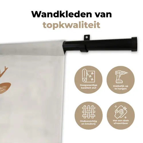 Hert - Bosdieren - Beige Wandkleed katoen klein -sfeer2