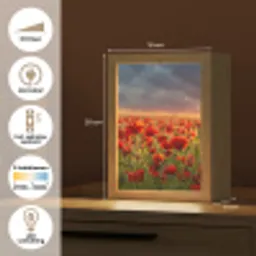 Zonsondergang - Klaprozen - Rood - Bloemen - Veld - Natuur Light Box met kabel (Tafellamp) klein -USP_NL