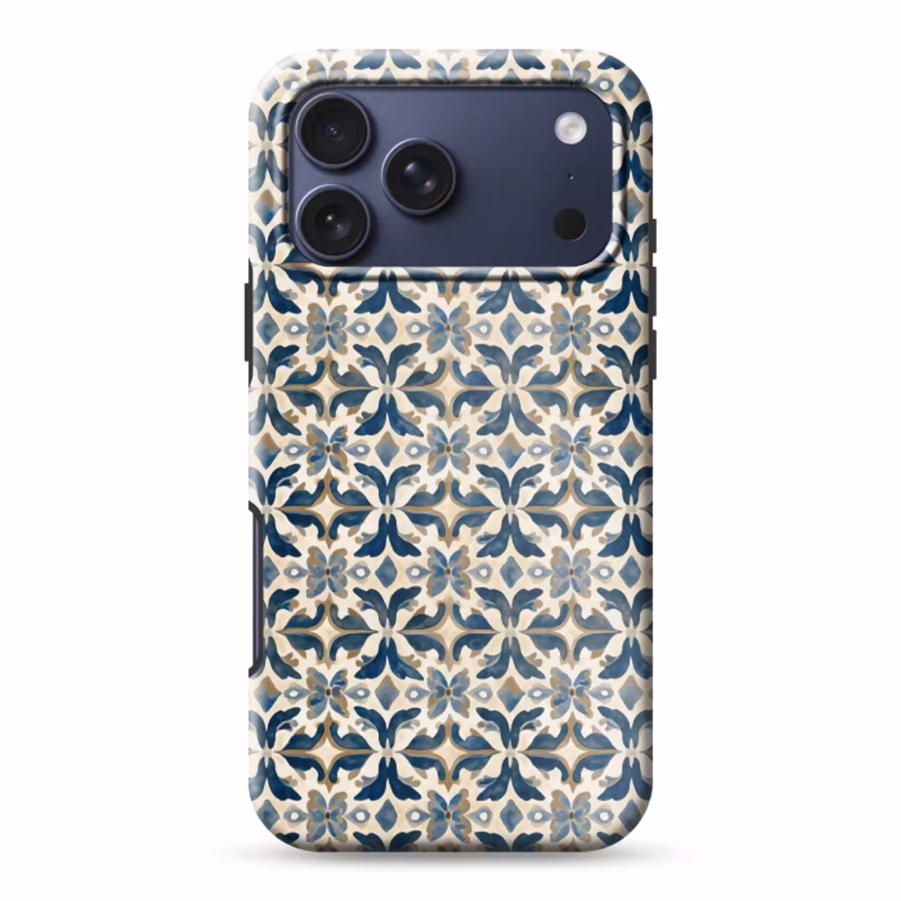 Tegel - Patroon - Blauw - Beige Toughcase MagSafe Apple iPhone 17 Pro Max klein 1019 -3d