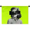 Vrouw - Sterrenhemel - Groen Wandkleed katoen klein -zz3d