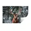Hert - Winter - Sneeuw - Bos - Natuur - Dier Muursticker klein -3d