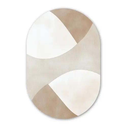 Bruin - Japandi - Abstract Wandcirkel Ovaal Forex klein -3d
